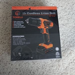 New TORELLI TOOLS 12v Cordless Li-ion Drill-3/8" Keyless Chuck SEALED